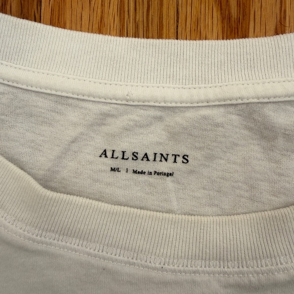 AllSaints White Graphic T-Shirt Size M/L 100% Cotton - Picture 4 of 5